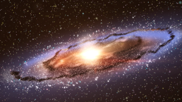 An artist's impression of the Andromeda galaxy - interstellar space cannibal.