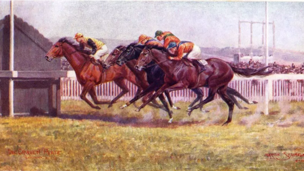 Wolaroi runs second in the AJC Craven Plate earlier in 1918. 