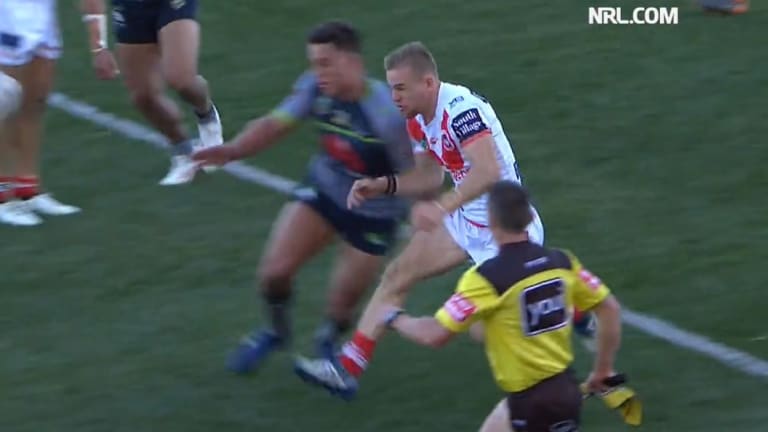 Canberra Raiders forward Joe Tapine was suspended for a shoulder charge on Matt Dufty.