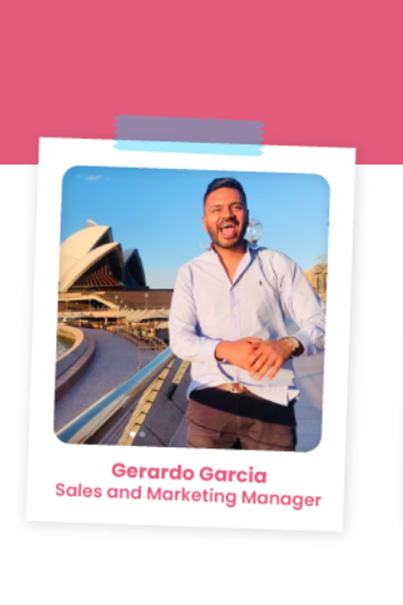 The now non-operational webpage of Hi Student Agency listing Gabriel Gerardo Garcia Benitez as the sales and marketing manager. ASIC records show Benitez was the director of Hi Student Agency before it closed.