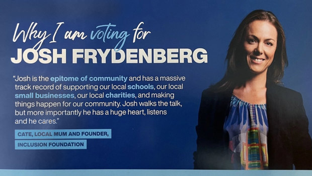 Cate Sayers, founder of Inclusion Foundation, endorses federal treasurer Josh Frydenberg in the upcoming election.