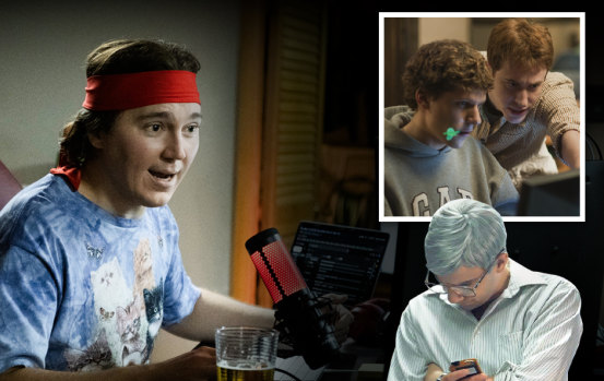 Movies about tech bros ... clockwise from top right: The Social Network, BlackBerry and Dumb Money.