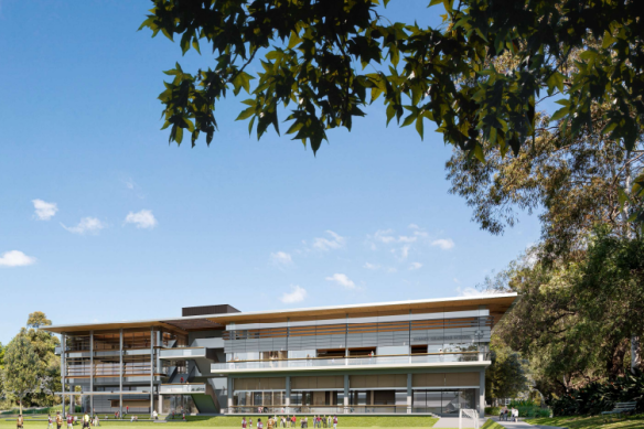 An artist’s impression of the Weigall sports complex planned for Sydney Grammar School in Rushcutters Bay.