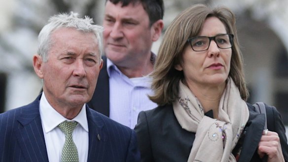 Bernard Collaery arriving at court in Canberra. 