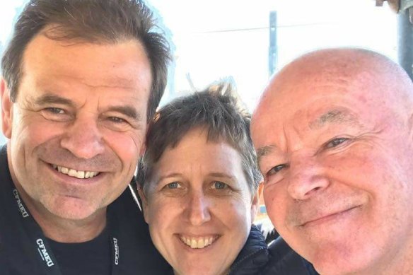 John Setka, left, with ACTU secretary Sally McManus and Christy Cain. 