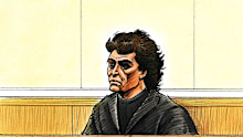 A court sketch of Milena Bogojevska.