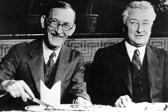 Anti-secession advocates Charles Samuel Nathan, and Joseph Lyons (Prime Minister) during in 1933.