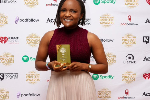 Mwaturura at the 2021 Australian Podcast Awards.