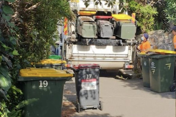 The contents of red and yellow bins go into the same truck in Earlwood.