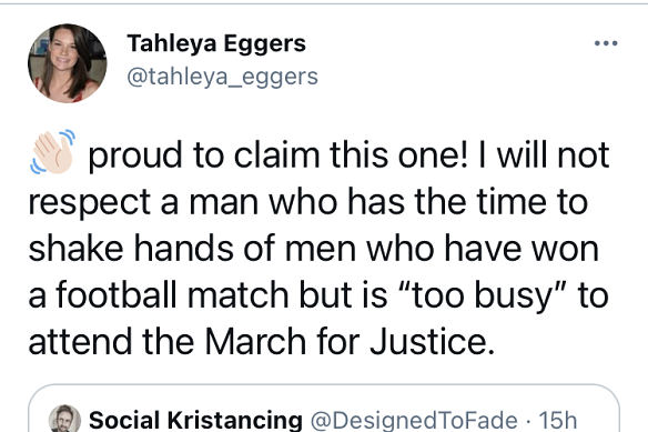 Screenshot of Tahleya Eggers’ now-deleted Twitter post.