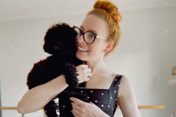 Emma Watkins with her poodle, Rupi. 