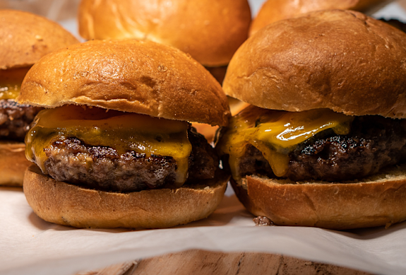 Burgers made with bush beef, which is sourced from the wild herds in the heart of Balnggarrawarra Country.