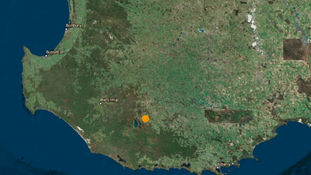 The earthquake epicenter was at Lake Muir, 100 kilometres north of Denmark