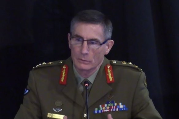 Defence Force chief Angus Campbell speaks at the Royal Commission into Defence and Veteran Suicide. 