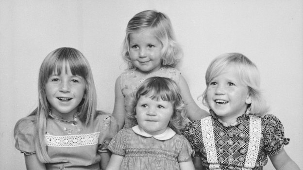 Emma Bates (bottom middle) as a child with her siblings, 