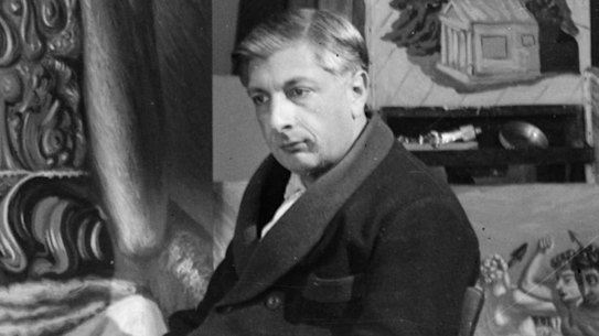 Italian painter Giorgio De Chirico in his studio, c 1925