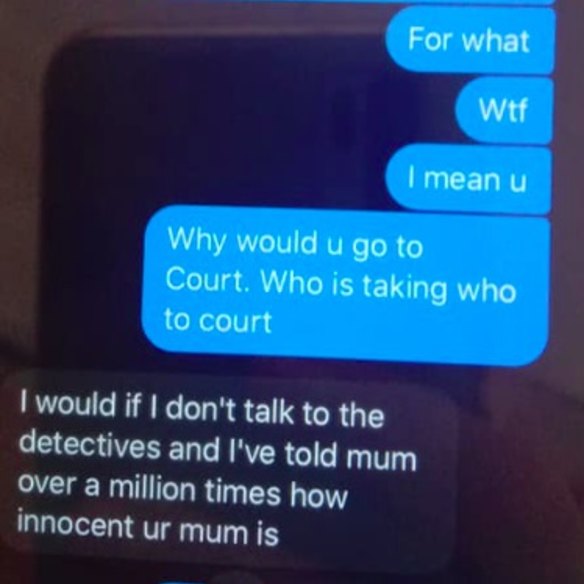 Text messages between Cherie Meyer’s son and one of the students at the centre of Education Department allegations against her.