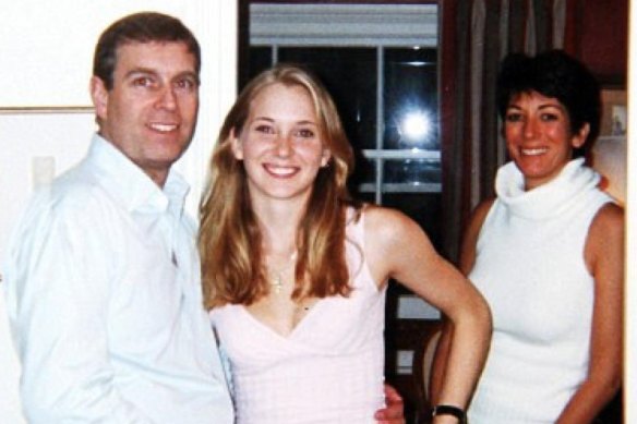 Prince Andrew pictured with Virginia Giuffre at the home of Ghislaine Maxwell (right) in London in 2001.  