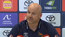 Adelaide coach Matthew Nicks speaks after the win over Richmond.