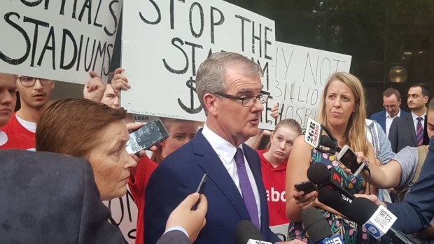 Labor leader Michael Daley outside the NSW Land and Environment Court on Wednesday.