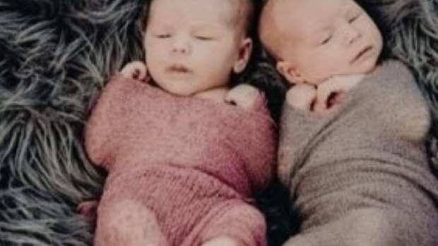 Six-week-old twins Indiana (left) and Violet (right) were found unresponsive at a Sunnybank Hills home last week. 