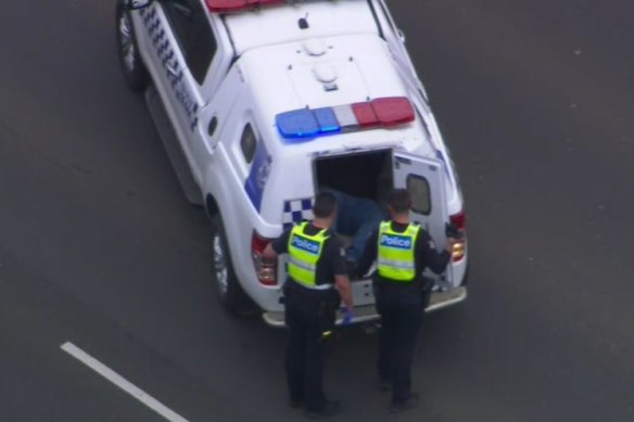 An aerial shot of police at the incident.