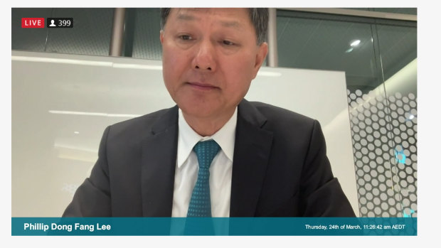 Billionaire property developer Phillip Dong Fang Lee giving evidence to the Star inquiry earlier this month.