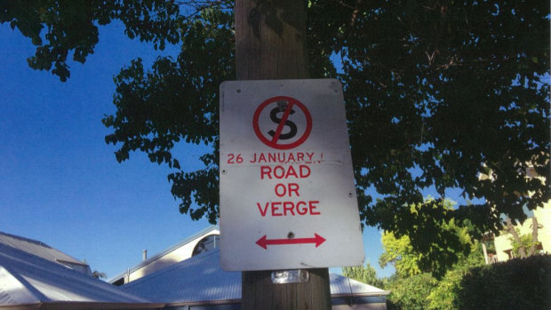 The sign outside Mr Youds' ex-wife's house on Australia Day.