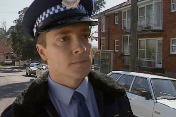 Warren Jones (Constable Paul Berry) in an E Street scene on Stephen Street, Balmain.