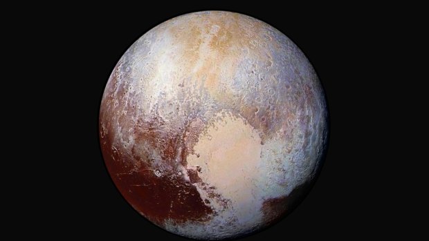 A combination of images of Pluto's surface captured by the New Horizons spacecraft on its maiden voyage in 2015. 