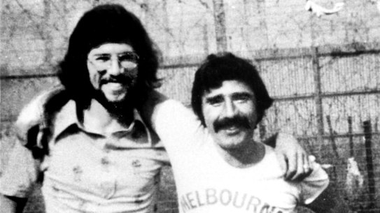 Gerry Adams with IRA prison leader Brendan “The Dark” Hughes in Long Kesh prsion in 1973/