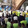 The United Services Union protest included the chant “Put some pork on your fork,” directed at Muslim mayor Ned Mannoun, last April.