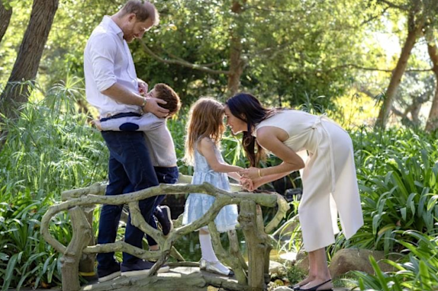 Prince Harry and Meghan, the Duke and Duchess of Sussex, with their children Prince Archie and Princess Lilibet, pictured for their 2025 Christmas card.