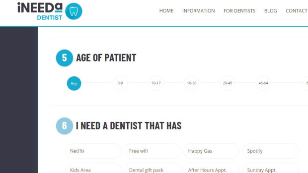 Patient search options for the INeedA Dentist ordering system.