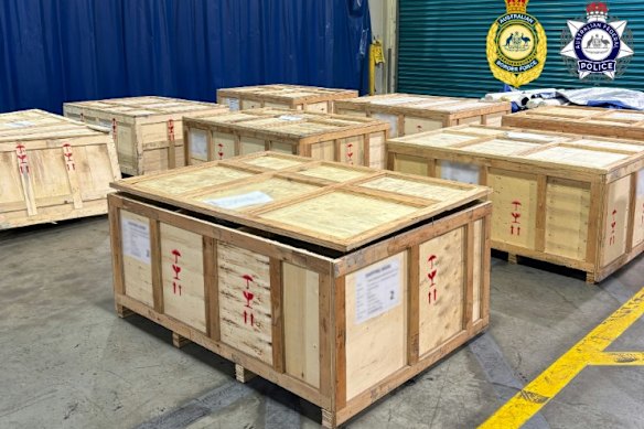 The meth was concealed in rolls of fabric, packed inside eight wooden crates.