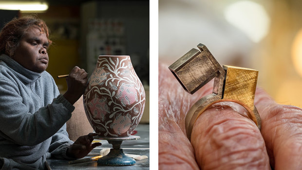 Two new exhibitions open at the Craft ACT craft + design centre:  In these hands: Mara nyangangka and Engram.