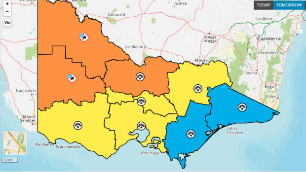 There is a total fire ban in the Mallee and Wimmera tomorrow. 