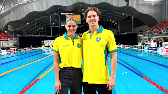Shayna and Jamie Jack after making their first Australian swimming team together.