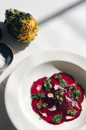 A George Brandis favourite: Beetroot with chervil and creme fraiche.