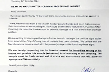 The fake legal letter addressed to Jaz Masuta.