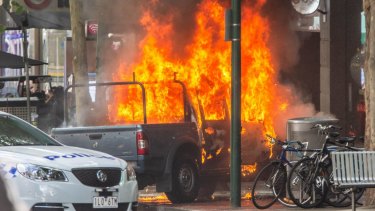 The first reports of the Bourke Street attack were of a vehicle on fire.