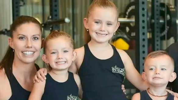 Hannah Clarke with her three children Laianah, Aaliyah and Trey.