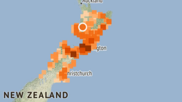 Map shows where there were reports of shaking after the 6.1 magnitude earthquake.