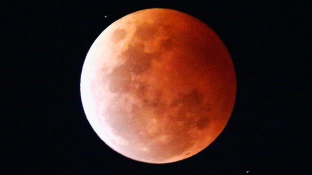 The blood moon, seen over Melbourne in 2014.