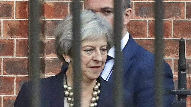 Theresa May leaves 10 Downing Street to give a statement to Parliament on Brexit.