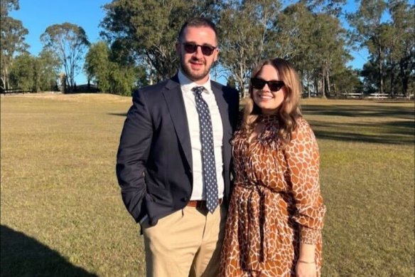 Darcy Bulman (right) and partner Nick Dinakis at the Wandin Estate winery.