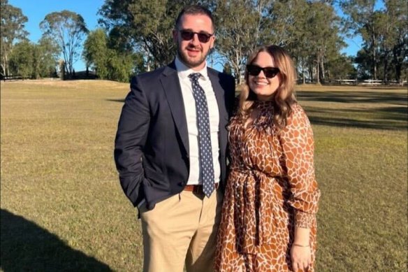 Darcy Bulman (right) and partner Nick Dinakis at the Wandin Estate winery.