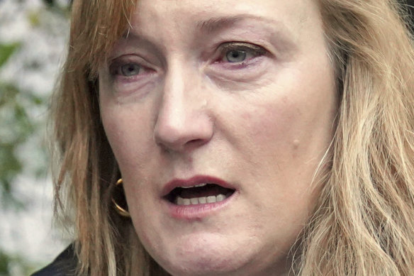 Allegra Stratton, former spokeswoman for British Prime Minister Boris Johnson, cries as she resigns.