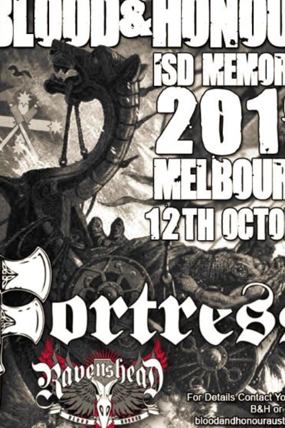 The promotional flyer for the upcoming white supremacist concert