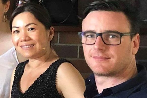 Brisbane lawyer Chris Saines with wife Chantho in 2018.
